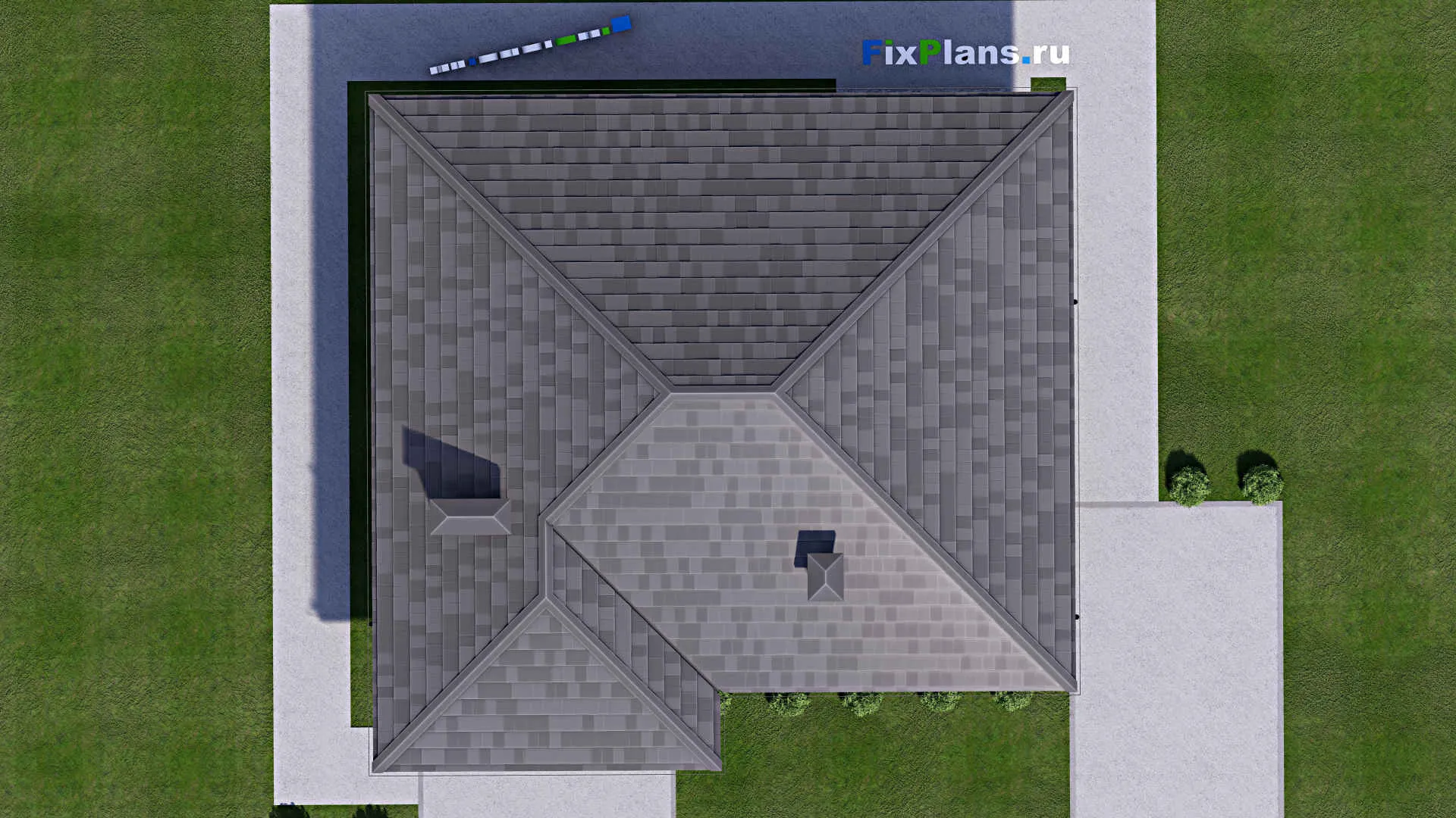 F-12860 - Проект одноэтажного дома 12 на 13, площадью 110 м² с террасой и 3 спальнями