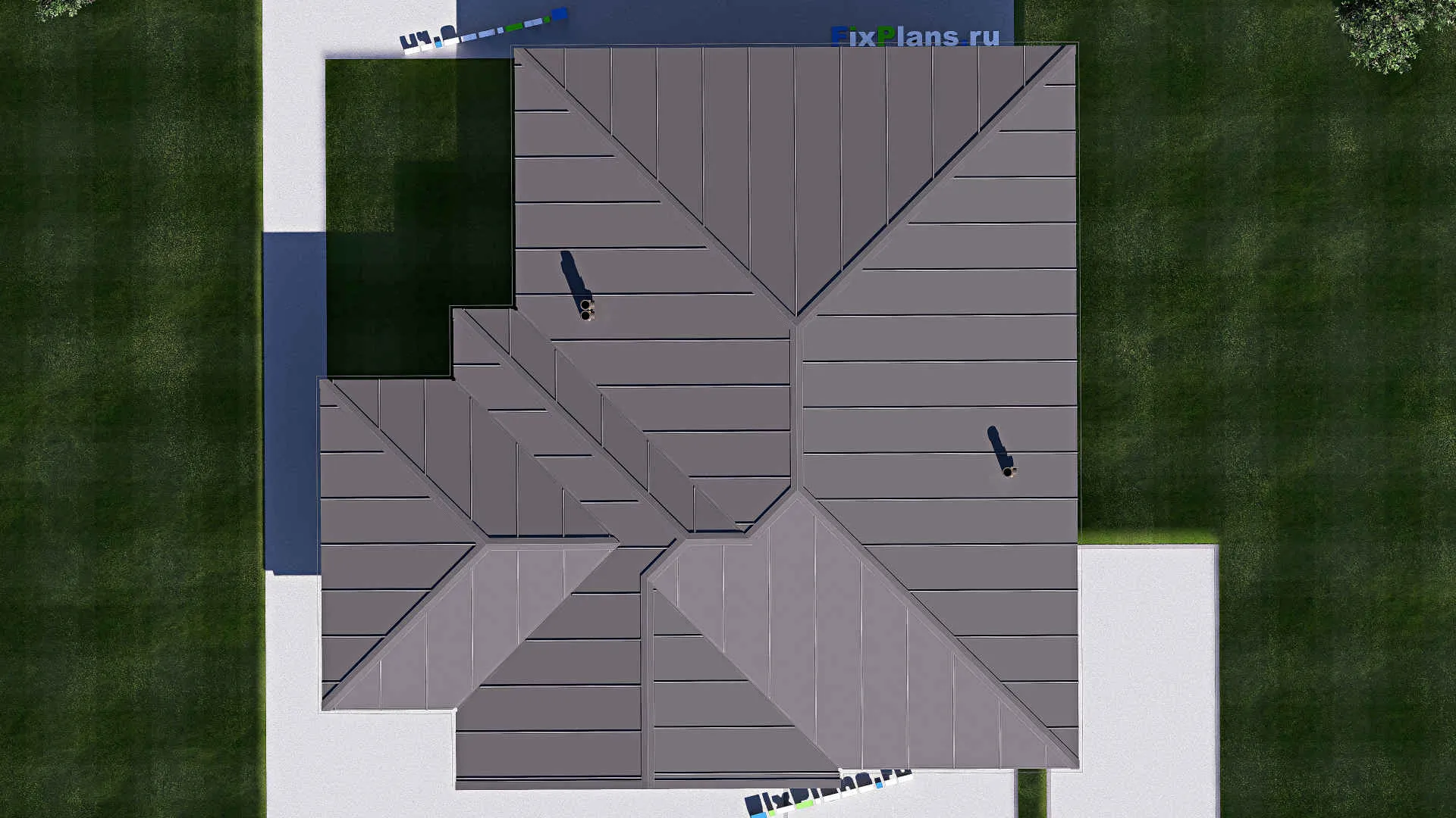 F-19790 - Проект одноэтажного дома 15 на 16, площадью 160 м² с террасой и 3 спальнями