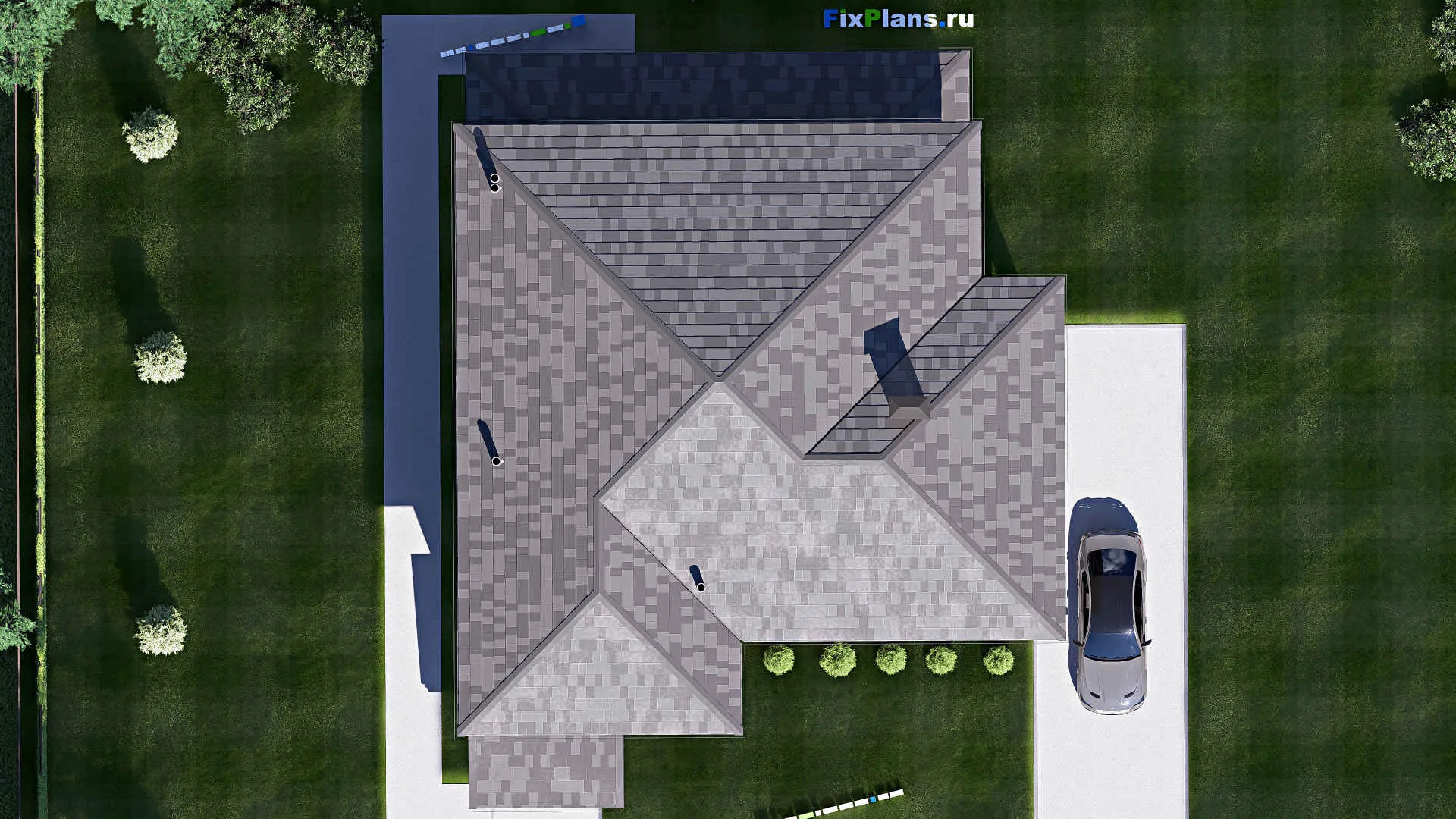 F-19709 - Проект двухэтажного дома 15 на 19, площадью 340 м² с террасой, балконом и 4 спальнями