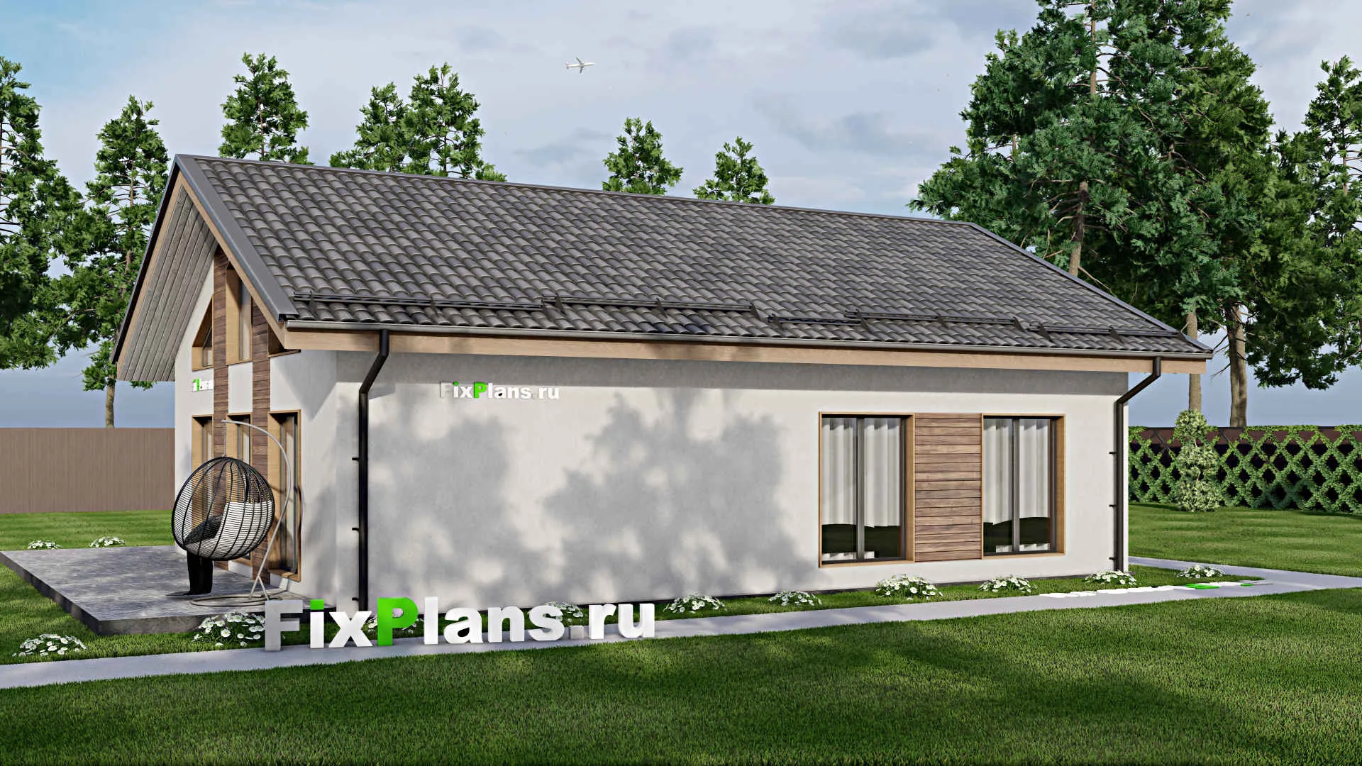 F-6614 - Проект одноэтажного дома 10 на 13, площадью 140 м² с 3 спальнями