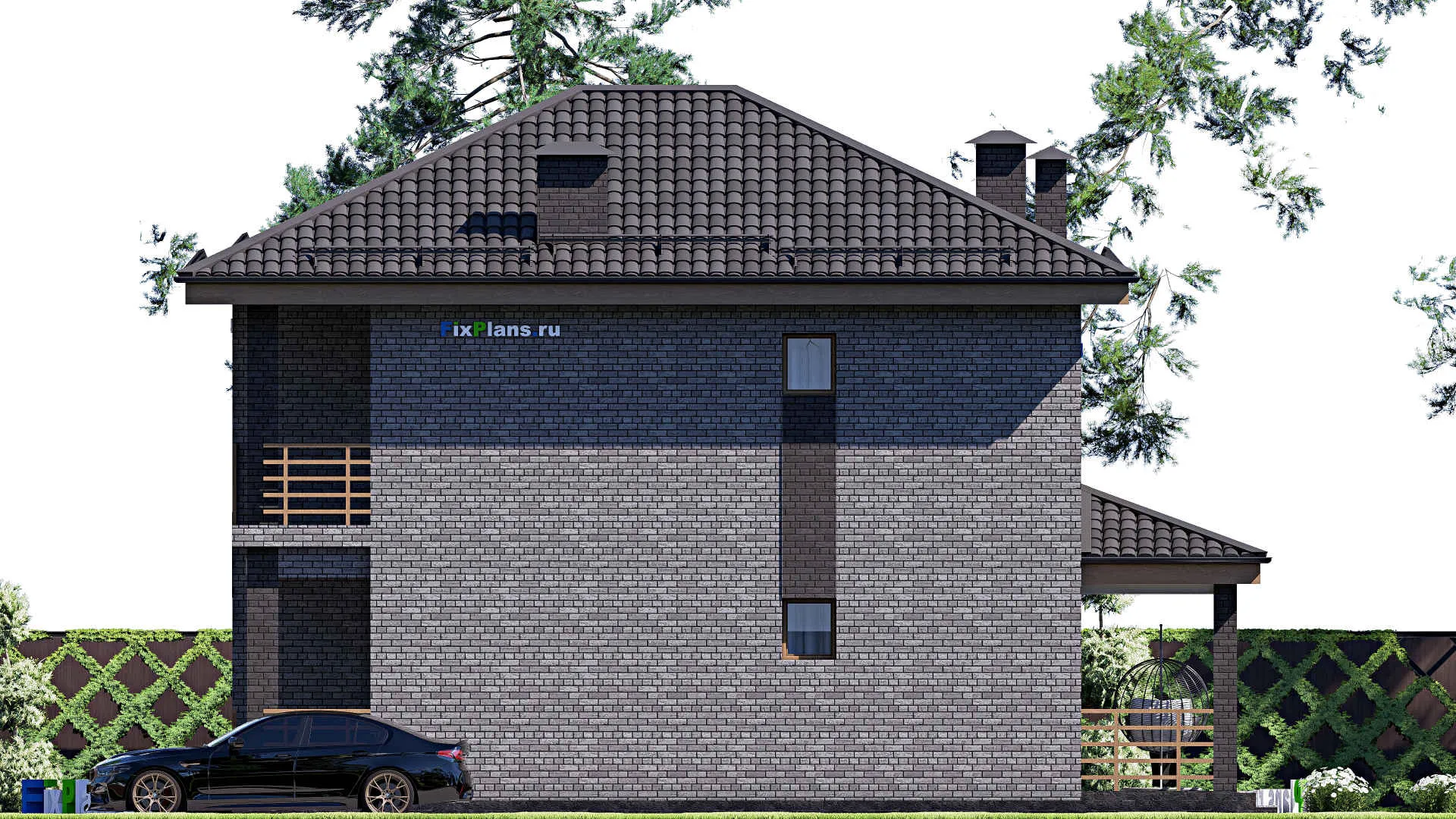 F-17018 - Планы двухэтажного дома 9 на 13, площадью 150 м² с террасой, балконом и 3 спальнями