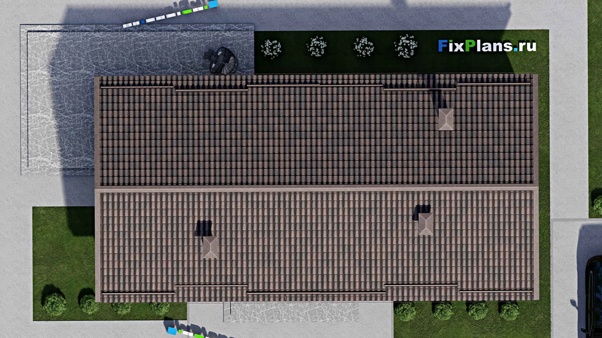 F-4490 - План одноэтажного дома 8 на 17, площадью 150 м² с террасой и 3 спальнями