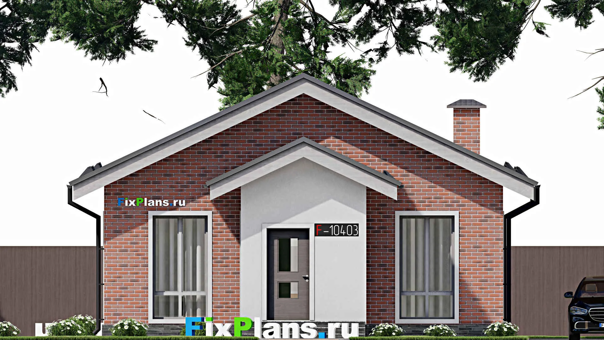 F-10403 - План одноэтажного дома 10 на 14, площадью 80 м² с 3 спальнями