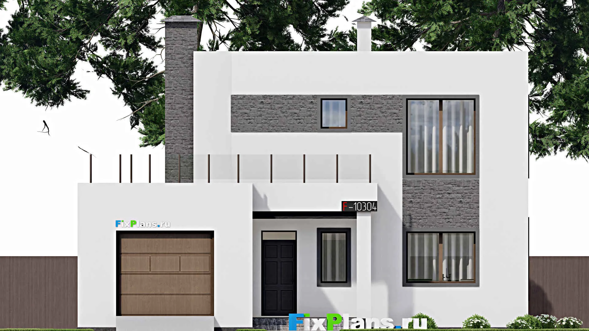 F-10304 - Планы двухэтажного дома 13 на 15, площадью 220 м² с 3 спальнями