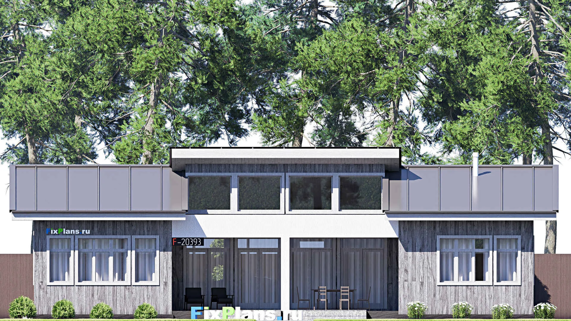 F-20393 - Проект одноэтажного дома 15 на 18, площадью 180 м² с террасой, гаражом на 1 машину и 3 спальнями